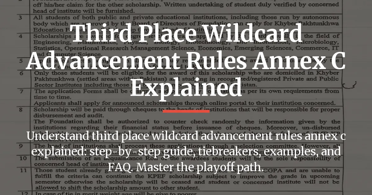third place wildcard advancement rules annex c explained