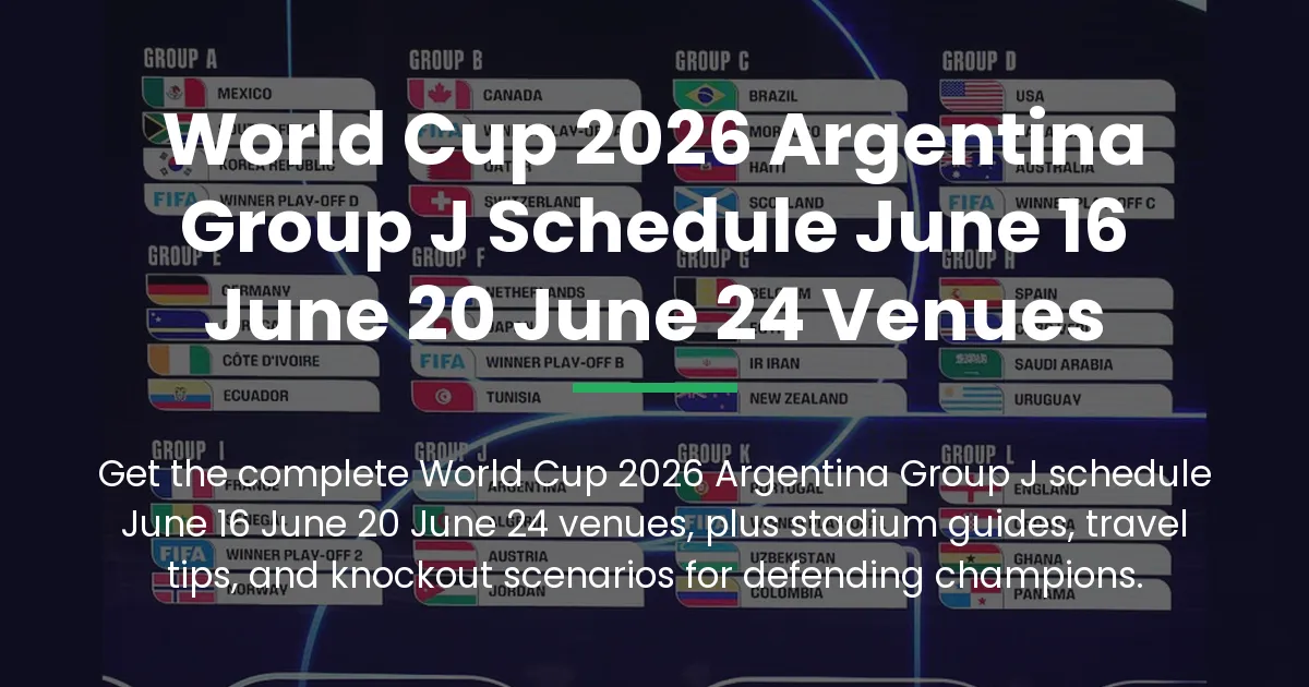World Cup 2026 Argentina Group J schedule June 16 June 20 June 24 venues