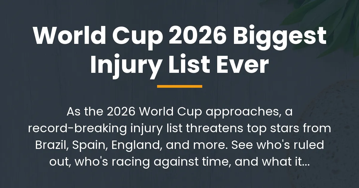 World Cup 2026 biggest injury list ever
