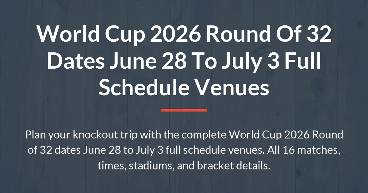 World Cup 2026 Round of 32 dates June 28 to July 3 full schedule venues