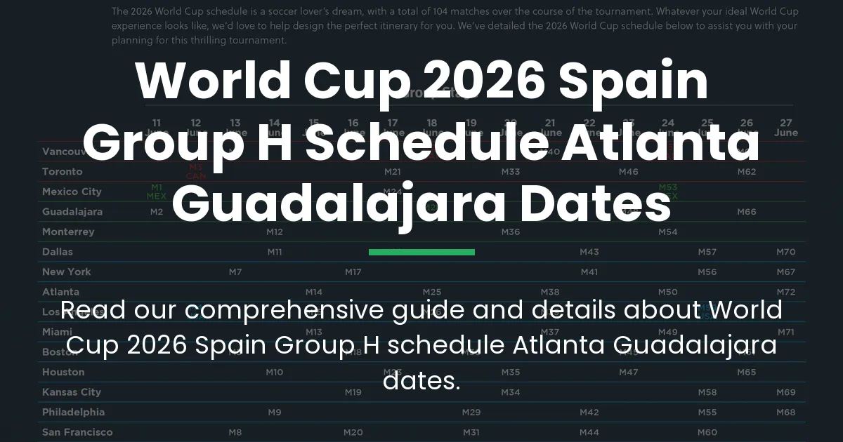 World Cup 2026 Spain Group H schedule Atlanta Guadalajara dates